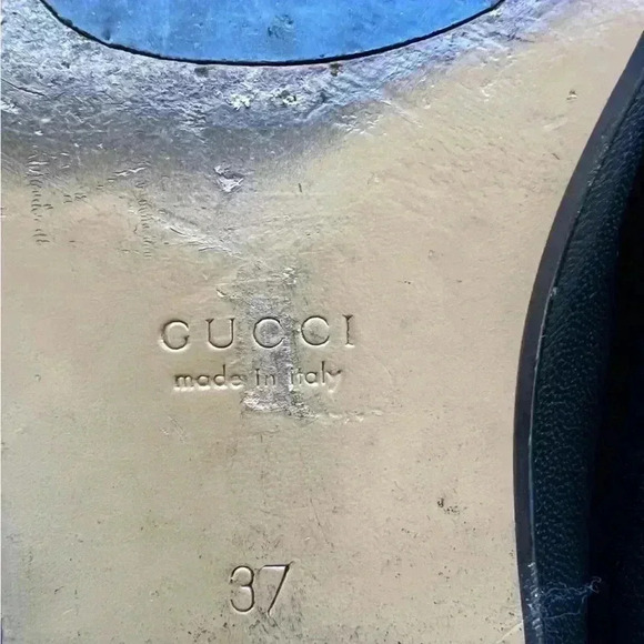 Authentic GUCCI Jordaan Women’s Black Leather Horsebit Loafer Sz 37 US 7 - Picture 12 of 13